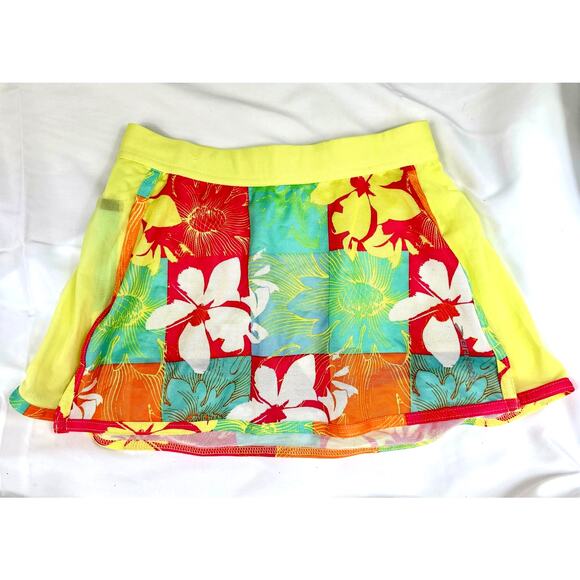 Brooks Women's D'Lite Mesh Flower Check Skort with inside pocket XS - Picture 4 of 9